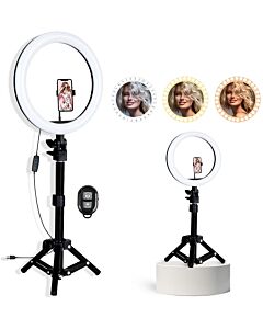 Hakutatz LED Ring Light With Tripod Stand | 10" | with Smartphone Adapter 